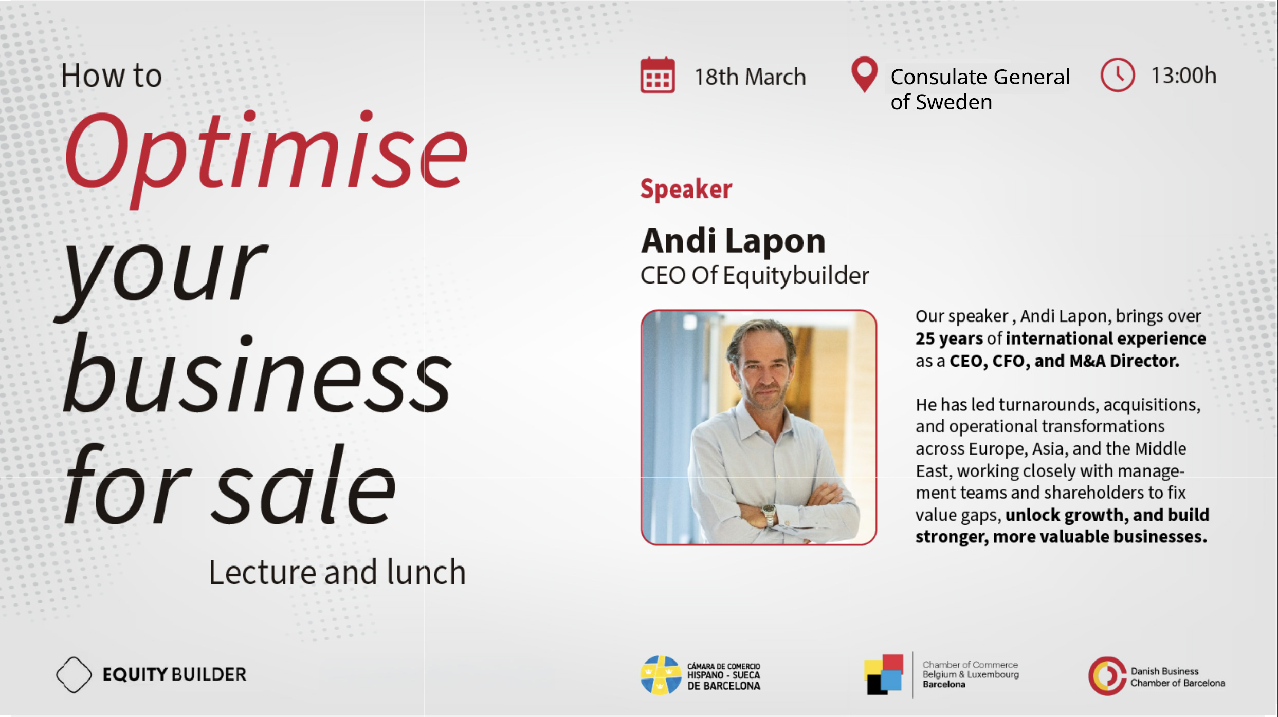 How to optimise your business for sale – Talk and lunch